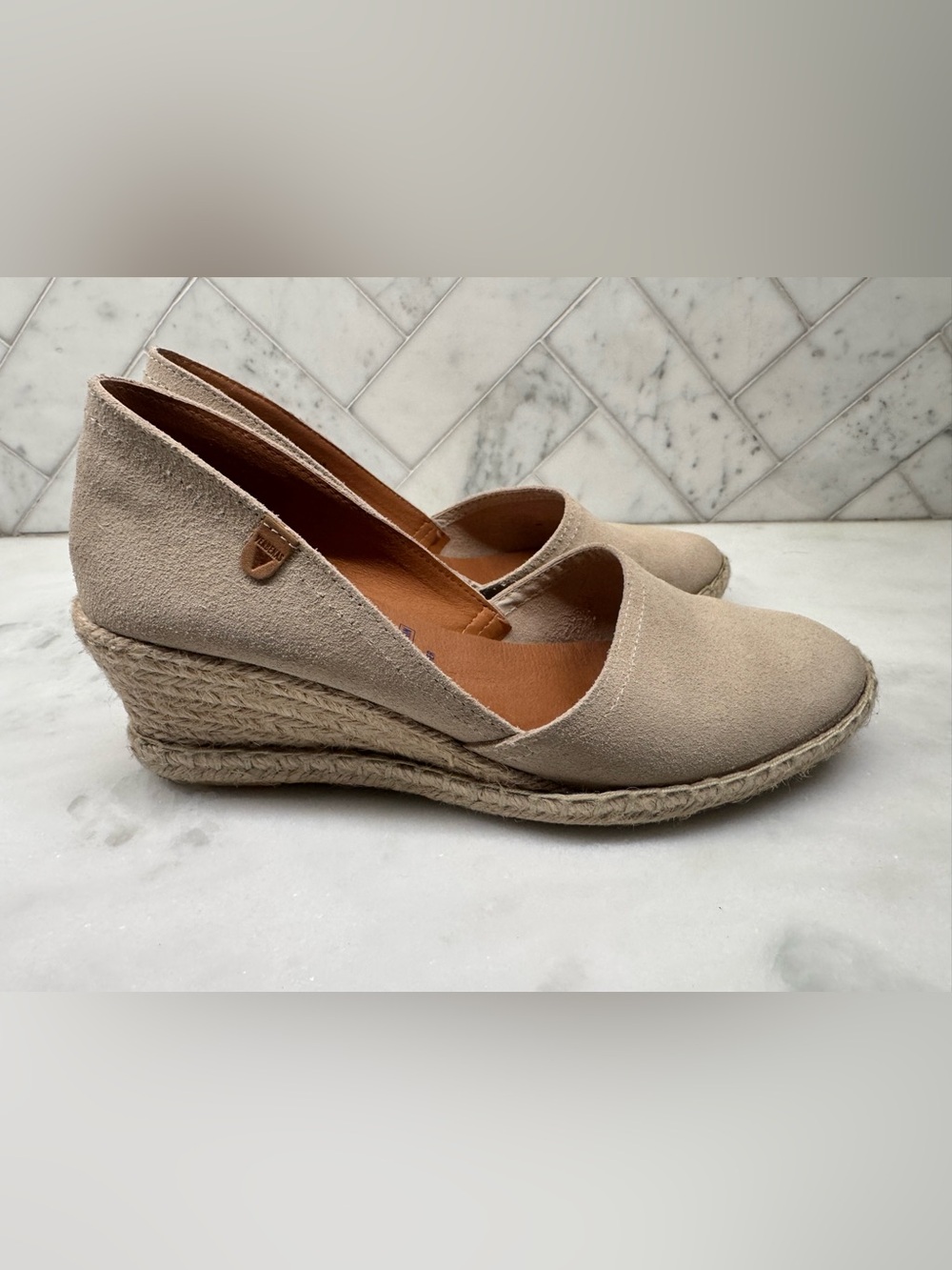 Neutral Suede Espadrille Wedge Heels size 8